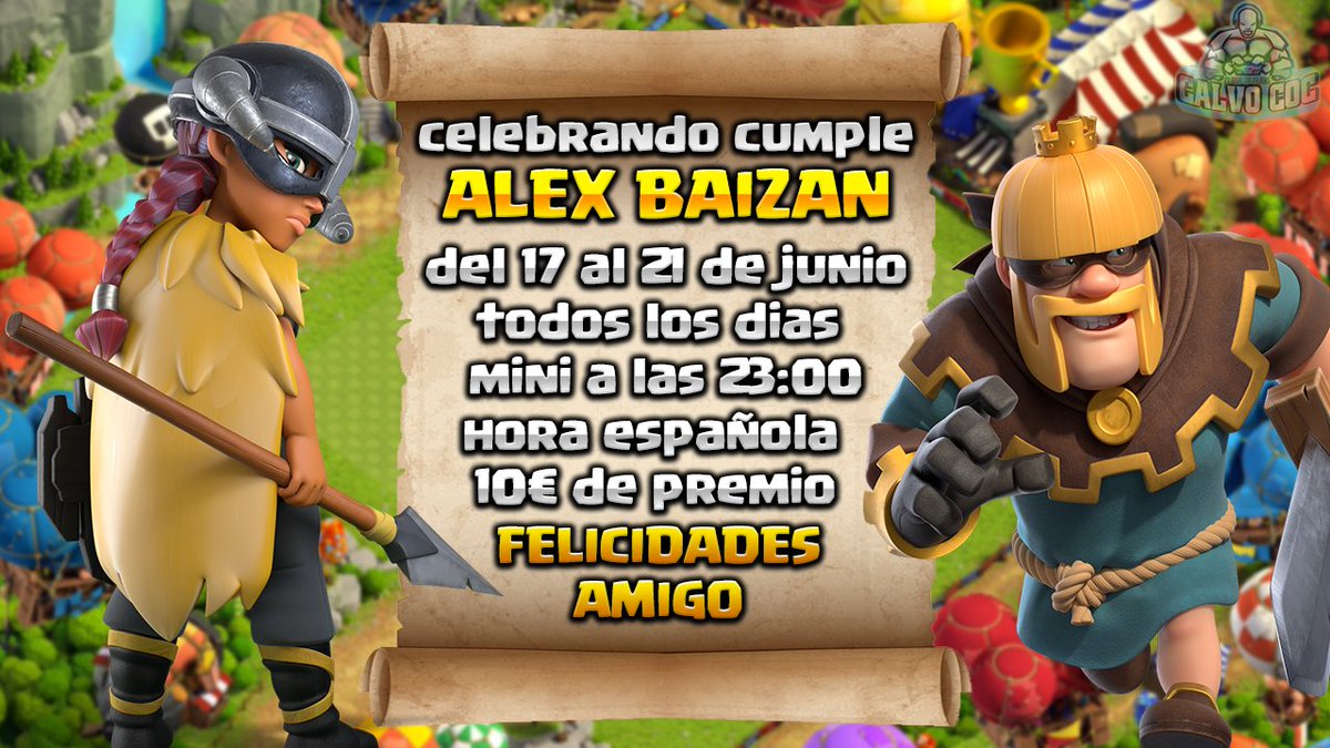 ¡¡¡ FELICIDADES AMIGO !!! 
y encima nos regala para la comunidad clashera, una semana de minis continuos, todos con 10€ de premio al ganador.
Ya podéis felicitarle allí donde le veáis.
Vamos mucho amor a la publicación.
Os esperamos.....