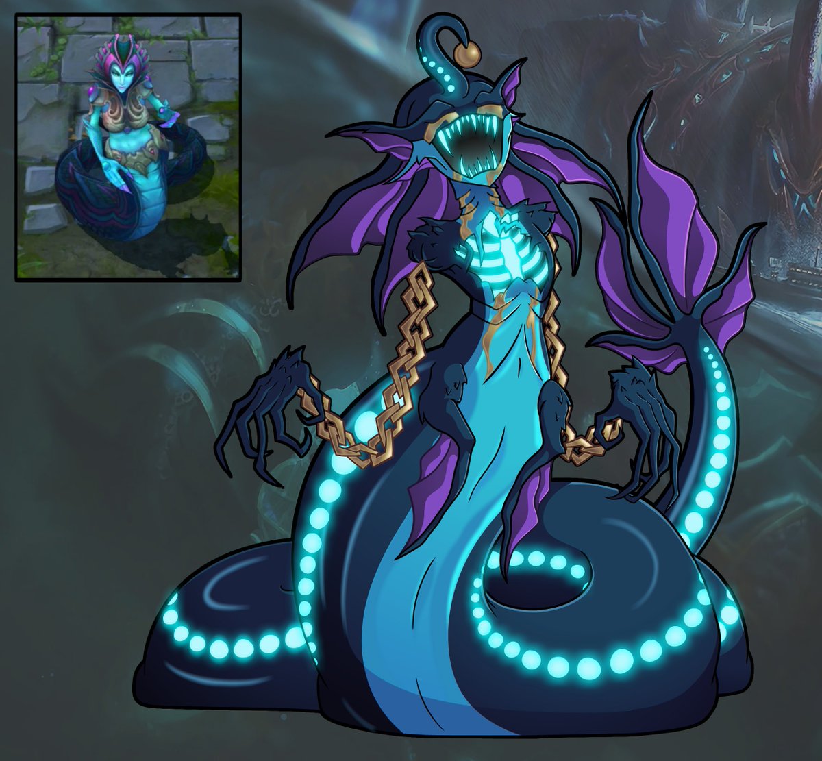 "A terrifying serpent of dazzling lights and golden blood lurks along our shores, a beast known only as the Siren

What our late great Queen Cassiopeia would have given to claim such a gleaming bounty... HAH!

Good riddance you heartless monster! You didn't deserve it!"

1/3