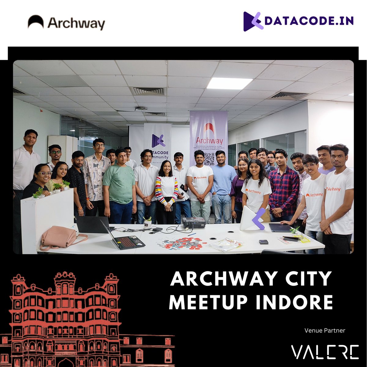 Datacode_in's tweet image. This weekend, we teamed up with @archwayHQ to host their city meetup in Indore, and it was an incredible experience! 🎉 Such a great event and a fantastic collaboration. Huge thanks to Valere Labs for providing an amazing venue! Looking forward to more collaborations like this.