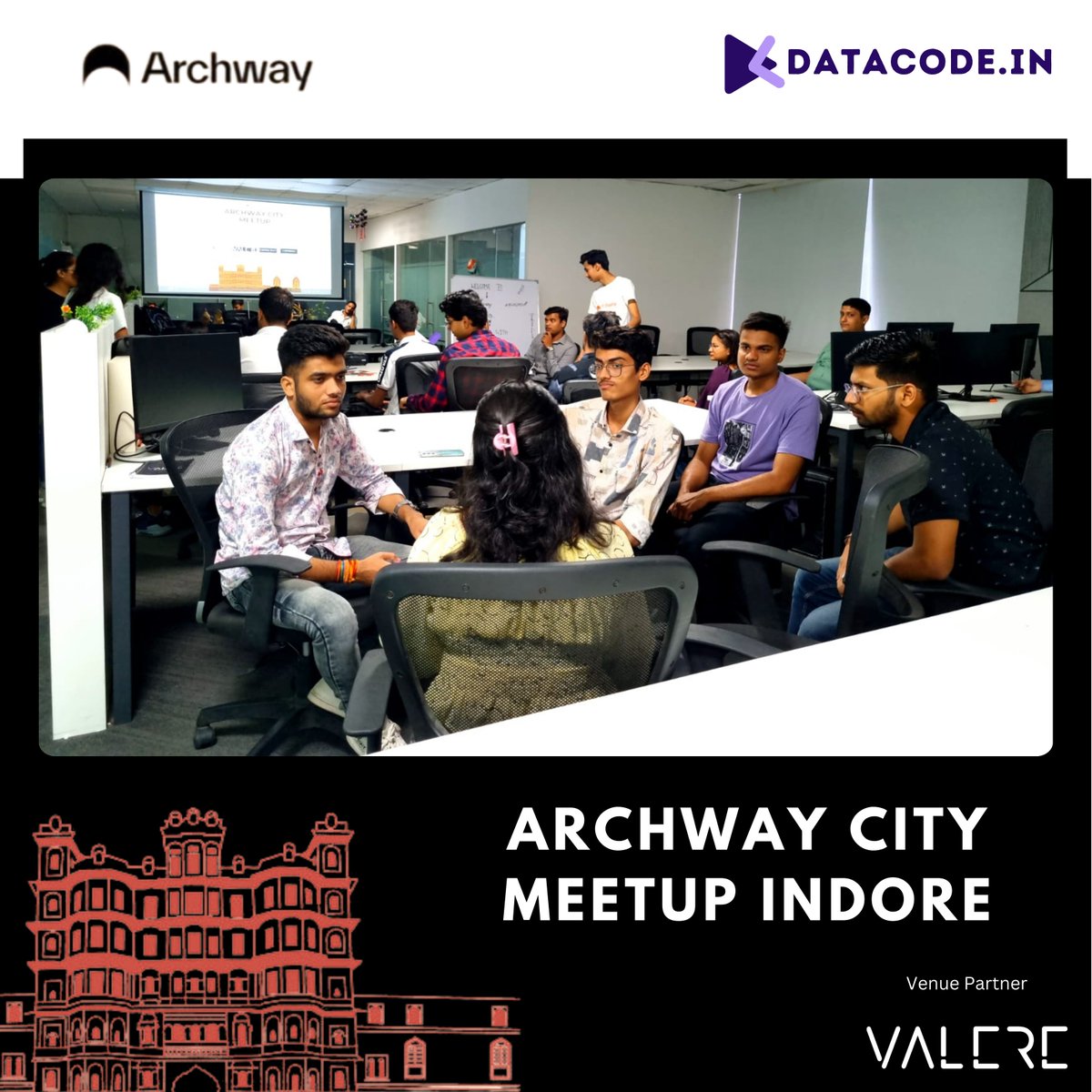 Datacode_in's tweet image. This weekend, we teamed up with @archwayHQ to host their city meetup in Indore, and it was an incredible experience! 🎉 Such a great event and a fantastic collaboration. Huge thanks to Valere Labs for providing an amazing venue! Looking forward to more collaborations like this.