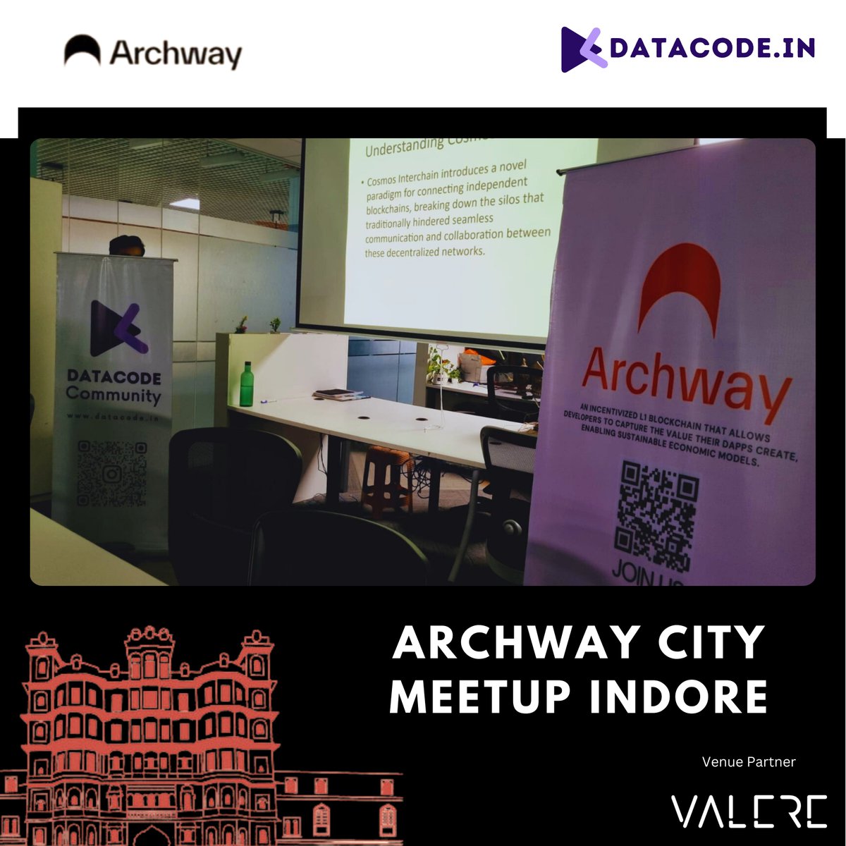 Datacode_in's tweet image. This weekend, we teamed up with @archwayHQ to host their city meetup in Indore, and it was an incredible experience! 🎉 Such a great event and a fantastic collaboration. Huge thanks to Valere Labs for providing an amazing venue! Looking forward to more collaborations like this.