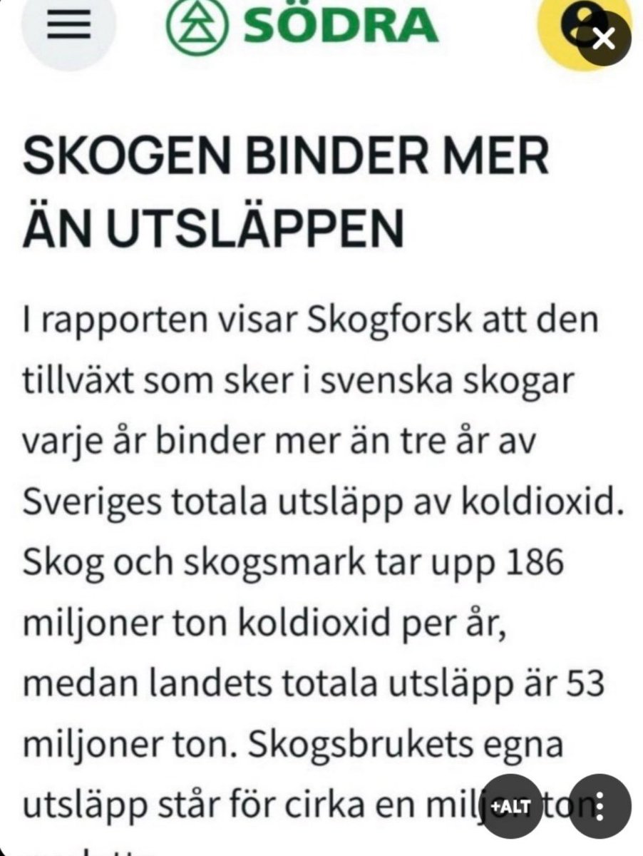 Ericson_ubbhult's tweet photo. Svensk skog tar alltså upp MER koldioxid än vad Svetige släpper ut. Vi har alltså redan negativa utsläpp inom landet. Det behövs ingen drakonisk ssmhällsförstörande ”klimatpolitik” https://t.co/w8y07jugSX