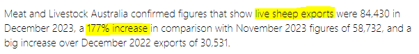 AgribizLiz's tweet image. "The industry is in decline" they said. "It won't matter if it's cancelled" they said. Interesting counter data on these ridiculous arguments from @meatlivestock via @Aussie_FDJ (afdj.com.au/live-sheep-exp…):