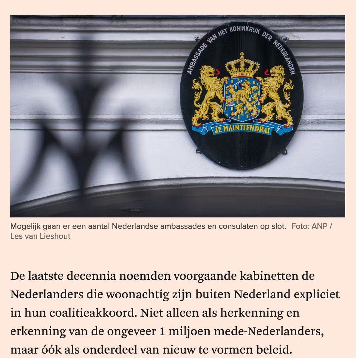 Ons opinie-artikel in het FD vandaag over de dreigende sluiting van veel diplomatieke posten door het nieuwe kabinet, en daarmee een verhoogde onbereikbaarheid van de NLse overheid in het buitenland. Lees en deel 👇👇👇

nederlandersbuitennederland.nl/wp-content/upl…