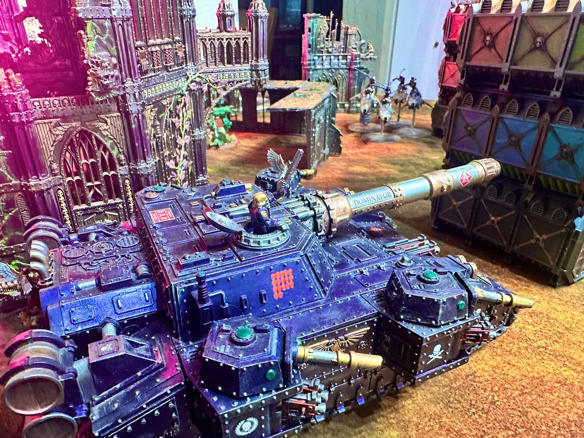 WAPhammer16's tweet photo. Sometimes I beat my husband for Father’s Day, who also did not let me win on Mother’s Day 😘 @Joshduf12 #warhammercommunity #warhammer40k #warhammer40000 #warhammer #astramilitarum #harlequin #imperialguard #shadowsword https://t.co/e8B7NihC9P