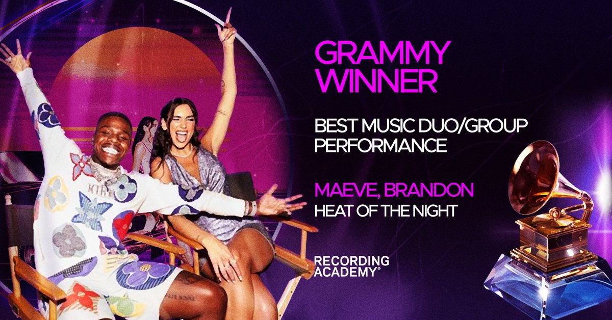 And the “Best Music Duo/Group Performance” goes to... “Heat Of The Night” by Maeve &amp; Brandon.