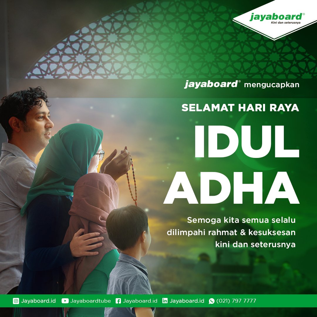 Semoga di hari yang suci ini kita semua selalu  dilimpahi rahmat &amp; kesuksesan, kini dan seterusnya.

Selamat Hari Raya Idul Adha ya, Sahabat Jayaboard!

#Jayaboard #KinidanSeterusnya #JayaboardSheetrockProtech #LebihSehatLebihNyaman #EidAlAdha #IdulAdha #papangypsum #gypsum