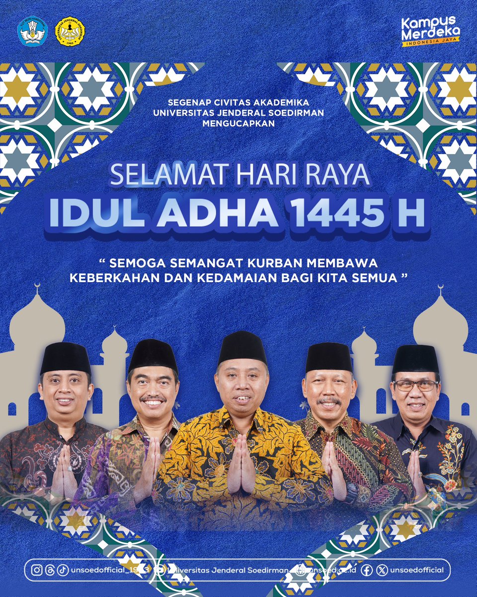 [SELAMAT HARI RAYA IDUL ADHA 1445 H]

Selamat Hari Raya Idul Adha 1445 H. Semoga hikmah kurban senantiasa membawa ketulusan dan kebersihan hati bagi kita semua. 

Mari jadikan Idul Adha tahun ini sebagai momen untuk menjadi pribadi yang lebih baik lagi &amp; bermanfaat bagi sesama!🕌
