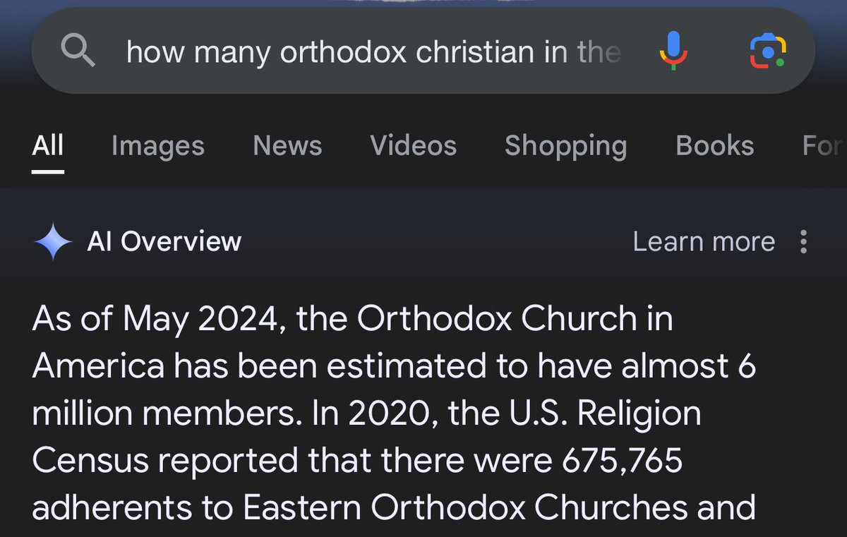 RealBenMichael's tweet photo. How is nobody talking about this? 

Eastern Orthodoxy in America went from 675k to 6 million members in literally 4 years. https://t.co/zWvapbzp4Q