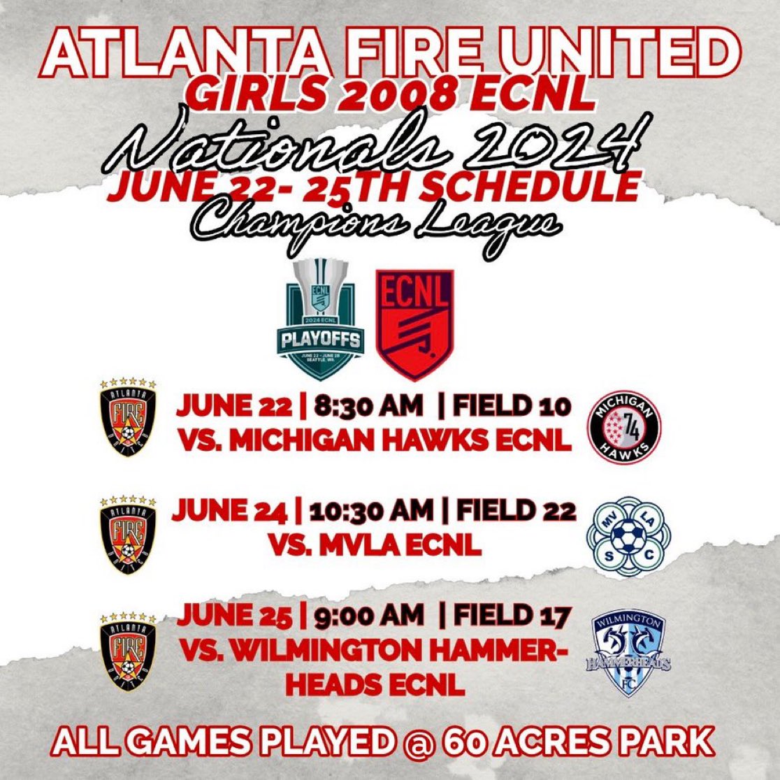 Gabby Garnett (@gabbygarnett) on Twitter photo My schedule for nationals!!! So excited!!!!
<a href="/AFU_2008_ECNL/">Atlanta Fire United 08G ECNL</a> <a href="/atlantaunitedsa/">Atlanta Fire United</a> <a href="/DomMartelli/">Dom Martelli</a> <a href="/jtownsoccer/">Jefferson Soccer</a> <a href="/ECNLgirls/">ECNL Girls</a> <a href="/ECNLSoutheast/">ECNL Southeast Girls</a> My schedule for nationals!!! So excited!!!!
<a href="/AFU_2008_ECNL/">Atlanta Fire United 08G ECNL</a> <a href="/atlantaunitedsa/">Atlanta Fire United</a> <a href="/DomMartelli/">Dom Martelli</a> <a href="/jtownsoccer/">Jefferson Soccer</a> <a href="/ECNLgirls/">ECNL Girls</a> <a href="/ECNLSoutheast/">ECNL Southeast Girls</a>