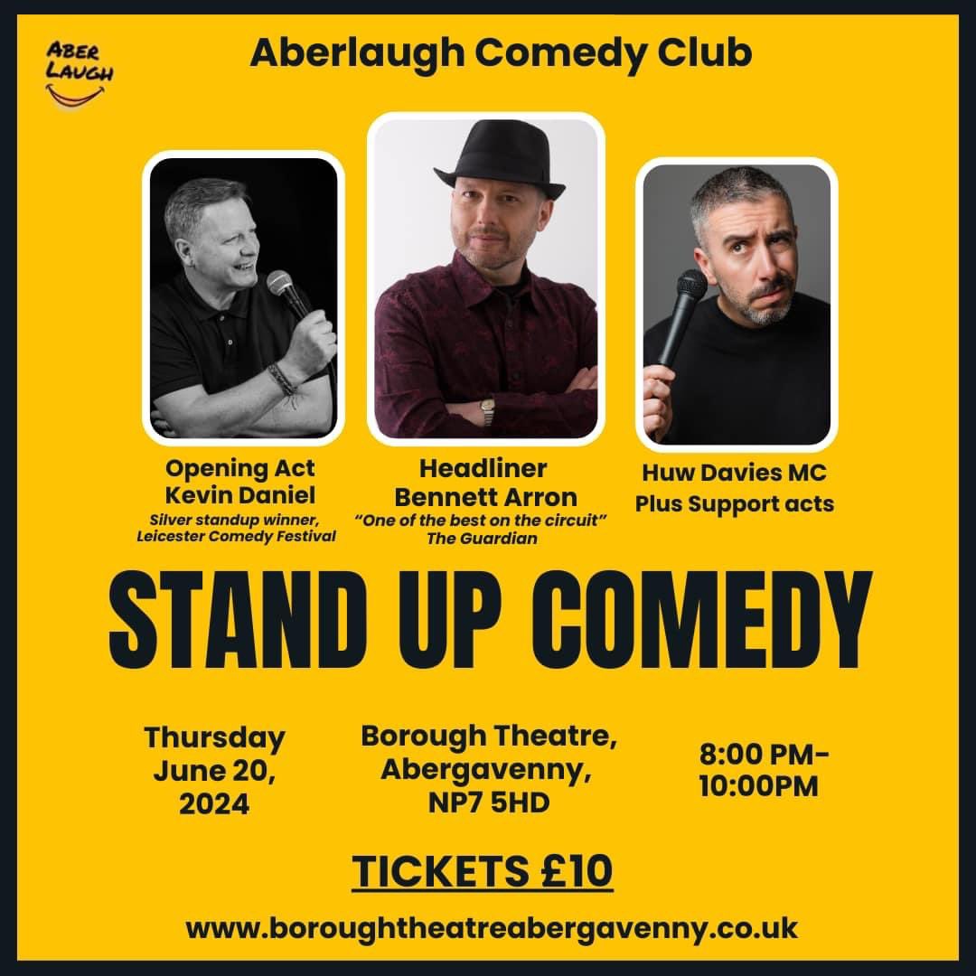 Aberlaugh comedy club is at the Borough Theatre Abergavenny on Thursday. Our headline act Bennett Arron is an award winning comedian.

Tickets are available from the Borough Theatre:  boroughtheatreabergavenny.co.uk/shows/aber-lau…

<a href="/YFenniBorough/">Borough Theatre Abergavenny</a> <a href="/AberChronicle/">The Abergavenny Chronicle</a> <a href="/LifeInMon/">Monmouthshire Life</a> #abergavenny #standupcomedy