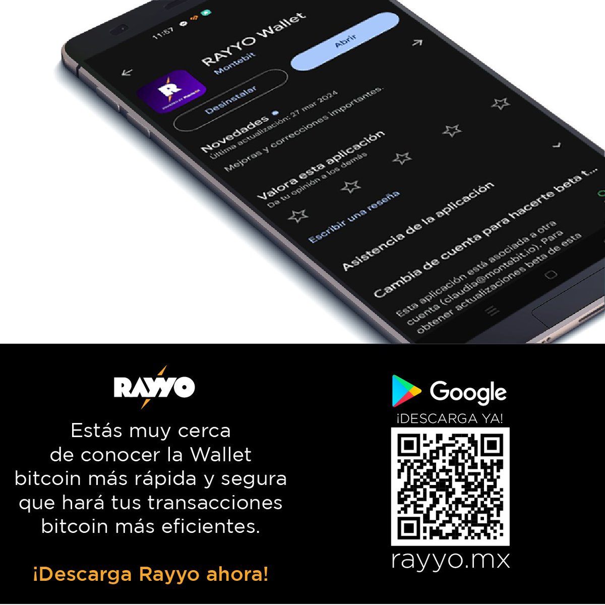 💡 ¿Quieres invertir en #Bitcoin ? #Rayyo App es tu mejor opción, descarga  Rayyo en tu dispositivo android, la wallet más rápida, segura y poderosa de  México 📈 . . #wallet #bitcoinwallet #btc #android #androidso #bitcoinatm