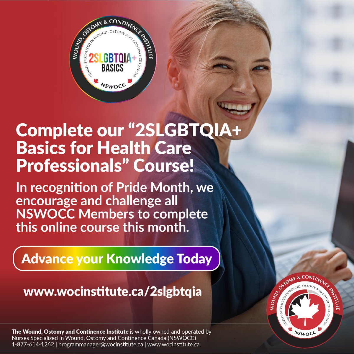 In recognition of Pride Month, we encourage and challenge NSWOCC Members to complete the "2SLGBTQIA+ Basics for Health Care Professionals", offered by our very own WOC Institute! 

To learn more and register for this great educational opportunity, visit ow.ly/lFlZ50SjERT
