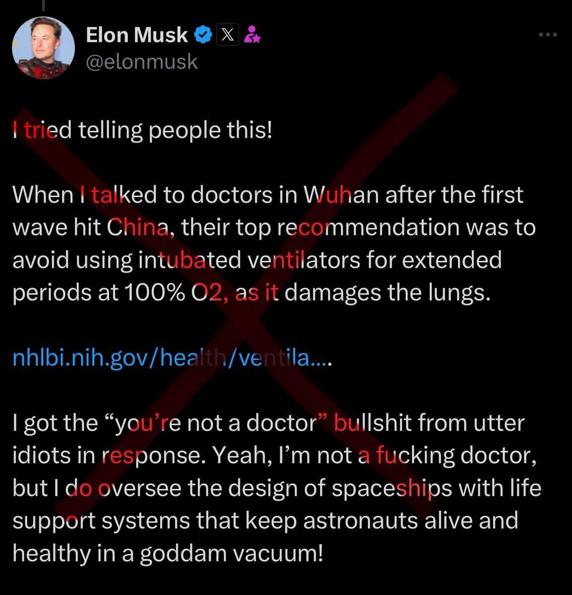 “Intubated ventilators” (are not a thing).
 
The rest of the tweet is as nonsensical.

A stupid man trying to sound clever while spreading misinformation.