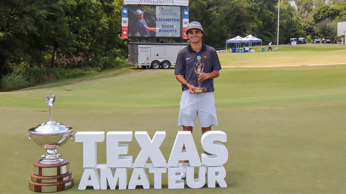 TexasGolfAssoc's tweet photo. Ladies and Gentlemen… your 115th Texas Amateur Champion Reese Roberts!! 🏆

With the Texas Amateur now bing an official USGA Exemption Event, Reese will also be heading to the 124th U.S Amateur at @Hazeltine !! https://t.co/q5ZbeGtqgw