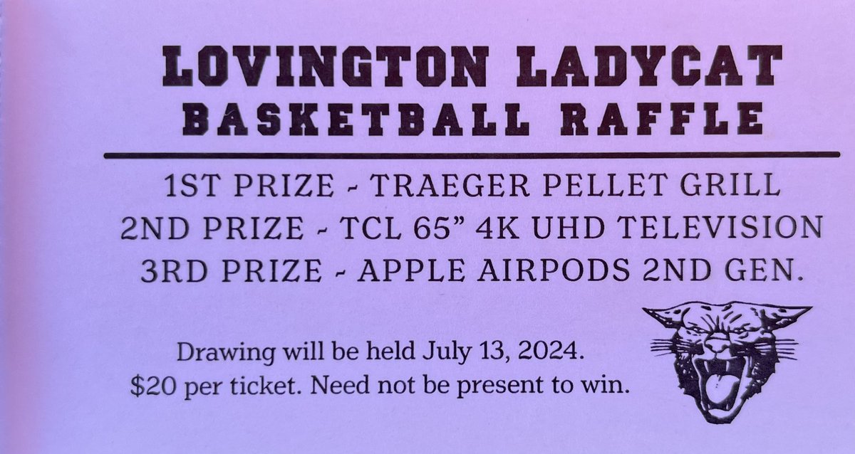 Come see your Lovington Ladycats at The Stoltz/Jameson Golf Tournament⛳️

⛳️Hole 14 with closest to the pin or double or nothing🏀
⛳️ Raffle tickets with great prizes 🏀

Shoutout to our Sponsors and who have donated🏀
