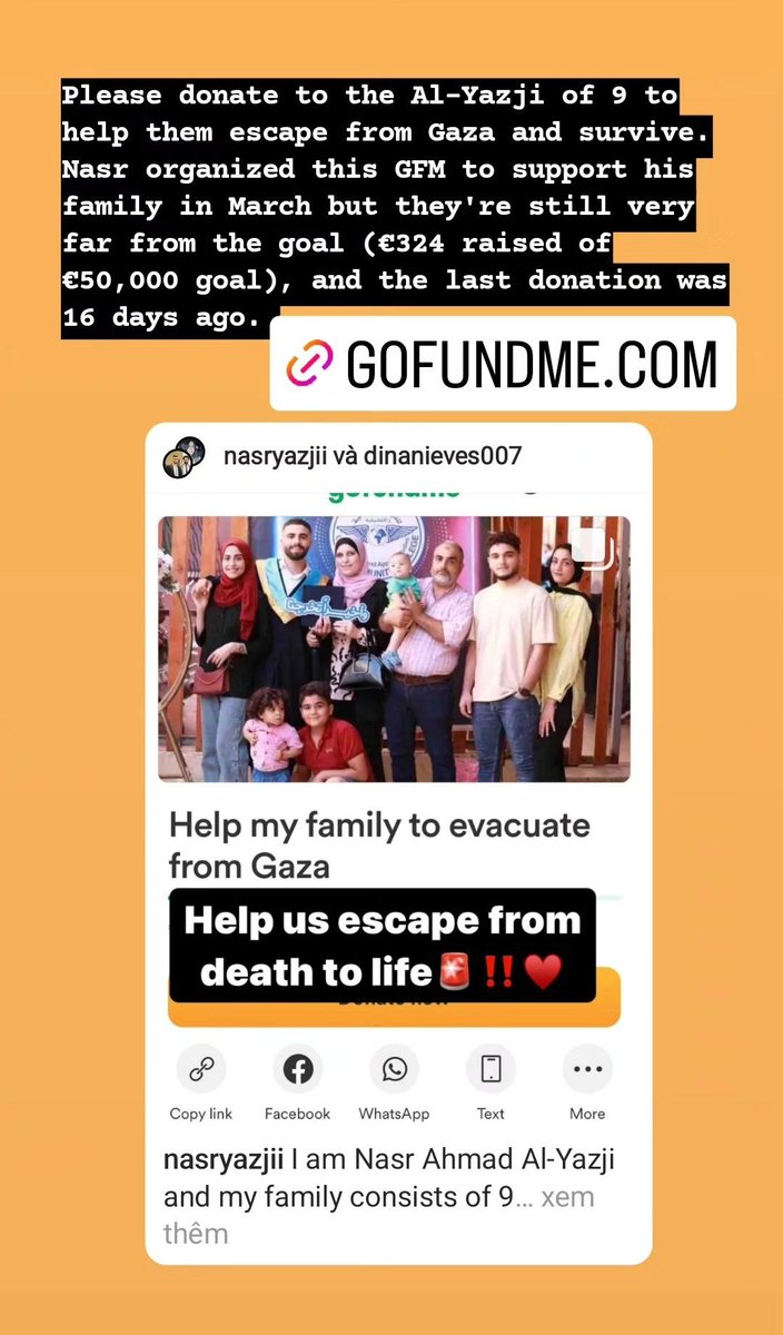 nullrosemary's tweet photo. Nasr messaged me earlier today for help for his 9-people family to evacuate from Gaza and for his siblings to continue their studies. His GFM was up in 3/2024 but he's still very far from his goal. Please share and donate 🤝
https://t.co/AnymnW4UHf https://t.co/HPorq5Vnoq