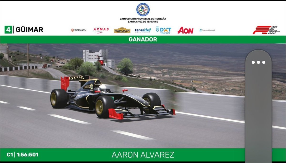 Aarón Álvarez 🇮🇨 (@arenas0_) on Twitter photo Retomamos el CMSCT de <a href="/club_simracing/">Club Simracing</a> en la Subida al Alto de Güimar con el Lotus Expa de la Categoría 1. De nuevo nos llevamos una P1🥇 que nos permite dar un pequeño más hacia el objetivo de ganar el campeonato. <a href="/OverlimitSR/">Overlimits Simracing</a> Retomamos el CMSCT de <a href="/club_simracing/">Club Simracing</a> en la Subida al Alto de Güimar con el Lotus Expa de la Categoría 1. De nuevo nos llevamos una P1🥇 que nos permite dar un pequeño más hacia el objetivo de ganar el campeonato. <a href="/OverlimitSR/">Overlimits Simracing</a>
