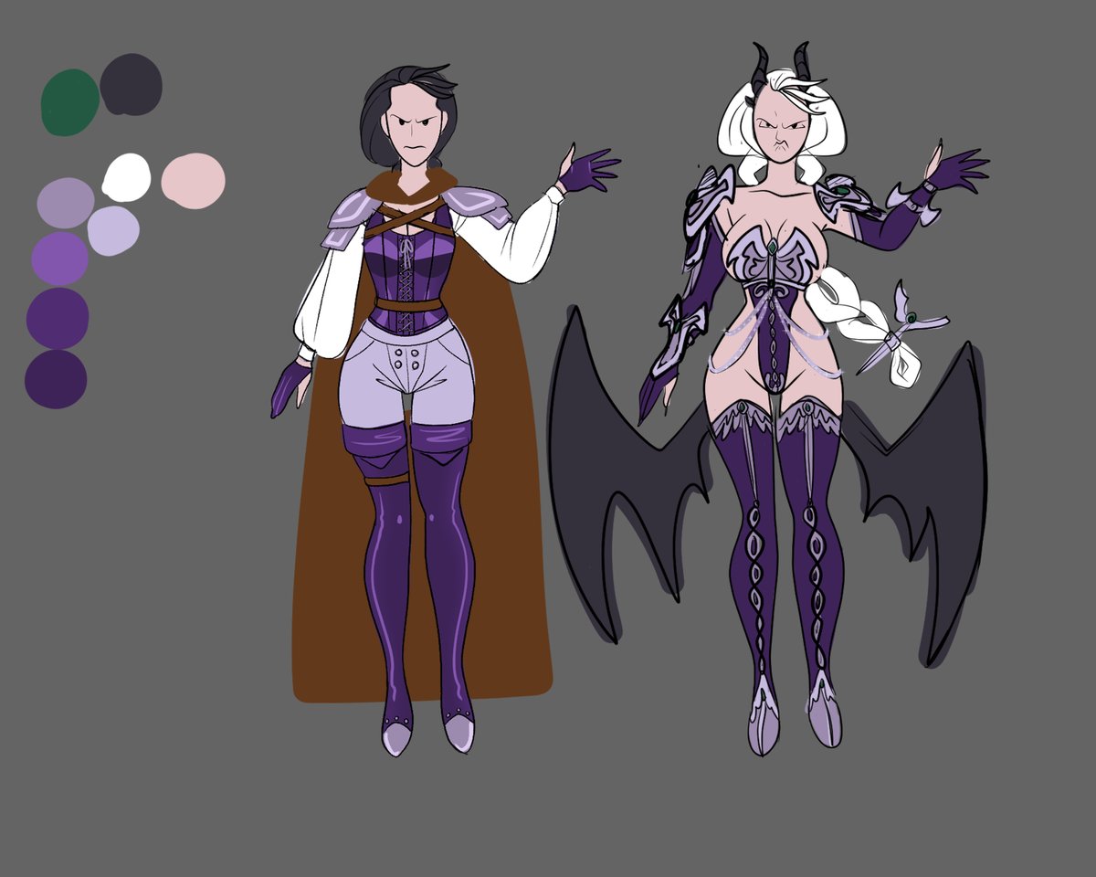 Din0_Squirrel's tweet photo. These are ideas for @Gifted_Lion twin demon girls. https://t.co/d4V2gMF0zX