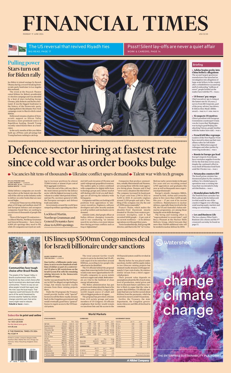 FT's tweet photo. Just published: front page of the Financial Times, international edition, June 17      https://t.co/zqqeNm1HPW https://t.co/klUBC39wly