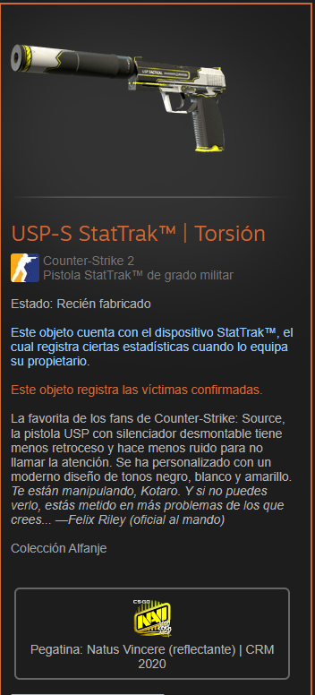 YeeTzyMuffinz's tweet photo. USP-S StatTrak™ | Torsión (FN) 5$🎁 WINNER IN 5 DAYS
-RT
-Like al video + coment
https://t.co/NWzgrA8cNi
#csgo #csgoesp #CSGOGiveaway #CSGO #csgogiveaways #CS2Giveaway #CS2 #sorteo #sorteocs2 https://t.co/JG8o3kDENd