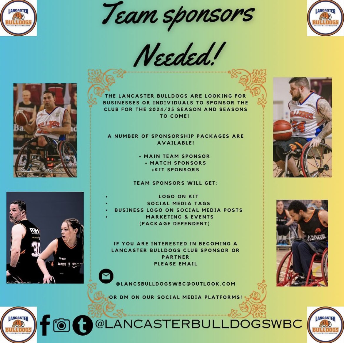 Can you help the Bulldogs? 

For the 2024/25 season the club is looking for team sponsors! 

Different sponsor packages are available! 

DM if you can help!