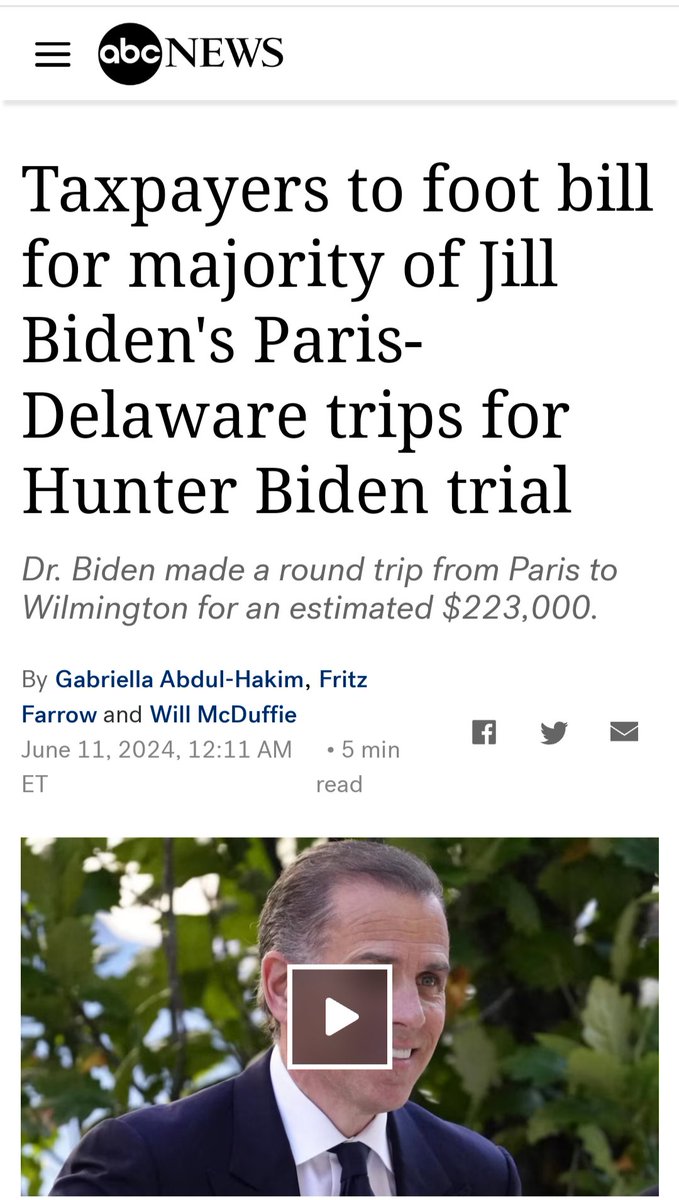 <a href="/Ders850/">Anders Croy</a> Taxpayers picked the tab for Jill Biden's numerous trips from France to Delaware to be at Hunter Biden's court hearings. Those are personal expenses. Governor DeSantis is the Governor of Florida. He is the leader of our state. He went to represent Floridians at a very important