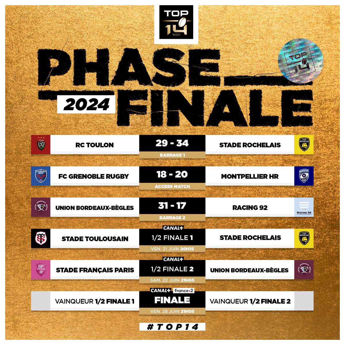 top14rugby's tweet photo. #TOP14

Le @MHR_officiel maintenu pour la saison prochaine ✅
Billets enregistrés pour le dernier carré aux noms du @staderochelais et de l'@UBBrugby 🎫

Rendez-vous le week-end prochain à Bordeaux pour les #DemiesTOP14 qui s'annoncent électriques ⚡️ https://t.co/JwpjkuCVTX
