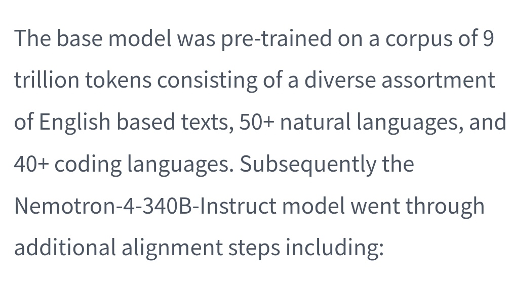 gcosma1's tweet photo. #Nemotron-4 340B models available via #HuggingFace, that developers can use to generate synthetic data for training #LLMs for commercial aps. For info on Model security&safety evaluation, see model card.
https://t.co/XDgXyakDjD
#Modelcard: https://t.co/0PdHPXBcOQ
#NLP #LLMs #AI https://t.co/lzvutUzwsN
