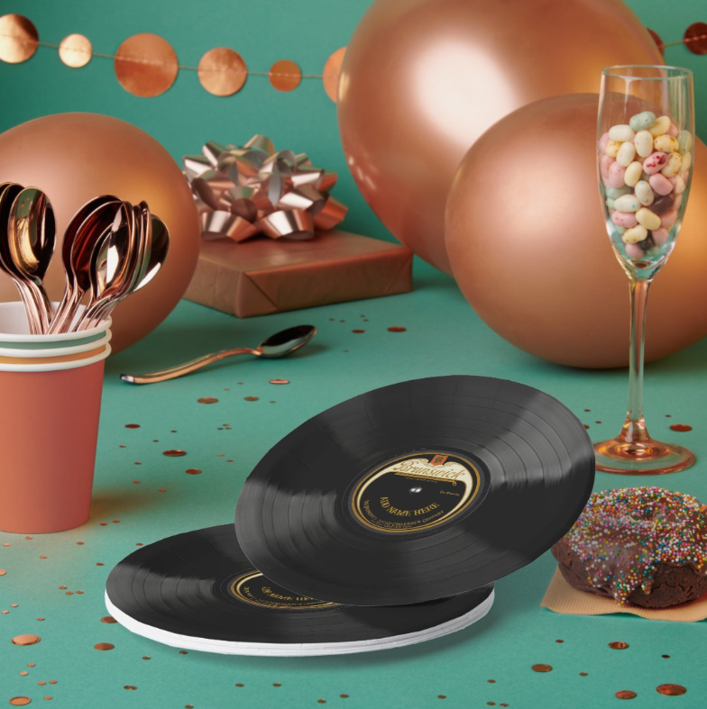 globalmuseum's tweet image. Personalized 78 Vinyl Record Design Paper Plates | 7" Plates | Throw a spectacular music party with these personalized paper plates | Easily change the name text on the design template to personalize | FDA approved zazzle.com/personalized_7… #parties #music #paperplates #VinylRecord