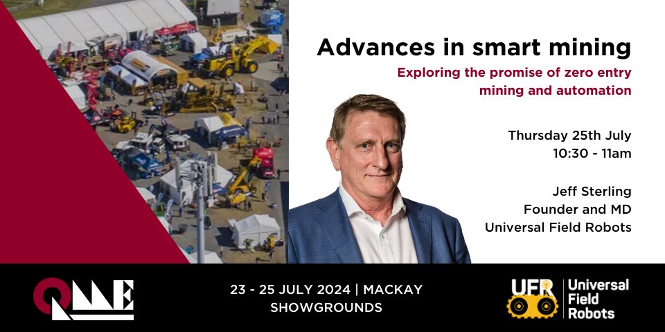 UFRobots's tweet image. 📣💡🦾 @UFRobots MD Jeff Sterling is speaking at #QME2024 about advances in #smartmining: exploring the promise of #zeroentry #mining &amp;amp; #automation. Are you heading to QME? Let us know! Learn more &amp;amp; register &amp;gt; queenslandminingexpo.com.au/etn-speaker/je…

#Technology #Robotics #UniversalFieldRobots