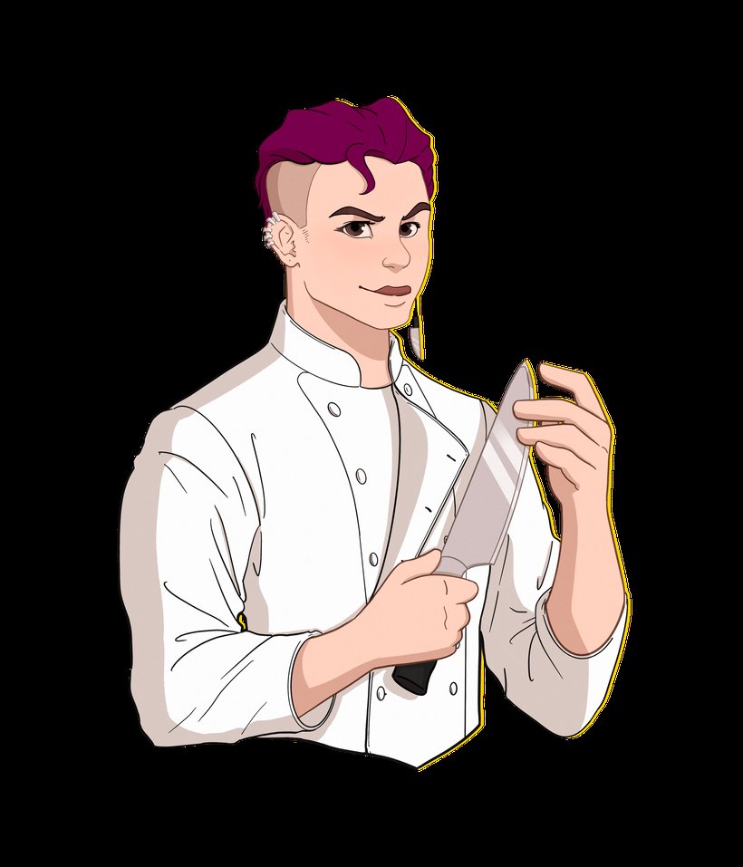 A (<a href="/a_peschanski/">apeschanski.bsky.social 🏳️‍🌈 (they/them)</a>) will be playing Flo!!!

Flo (She/They) is a lesbian chef, who, unlike her knives, has a tendency to be very blunt. She's also definitely NOT in love with her best friend/roommate

Art by <a href="/thecreatink/">Creatink</a>