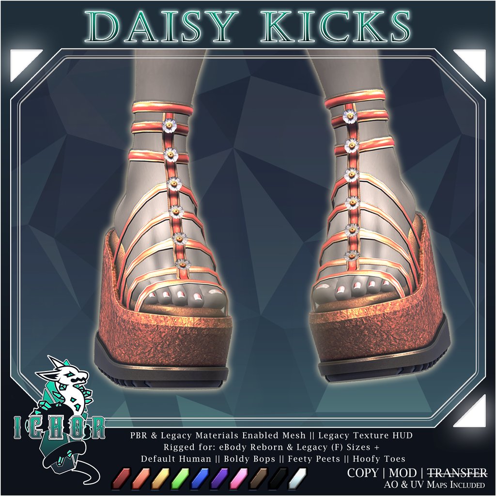 Now Available @ The Crystal Blossom Festival.
Location: maps.secondlife.com/secondlife/Unb…

Rigged To: eBody Reborn &amp; Legacy Female.
Sizes: Reg Feet | Boldy Bops | Feety Peets | Hoofy Toes.

Includes Legacy Materials &amp; PBR variations for all sizes.

#SecondLife #B3D #PBR
