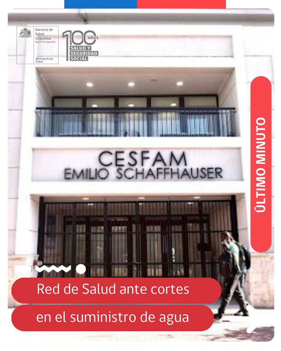 SSaludCoquimbo's tweet photo. Informamos que los hospitales y CESFAM de La Serena y Coquimbo se encuentran operativos. No obstante, debido a los cortes en el suministro de agua, estamos monitoreando la situación y en caso de que se produzca algún cambio en la atención, lo comunicaremos oportunamente. https://t.co/2JDdl11Rdl