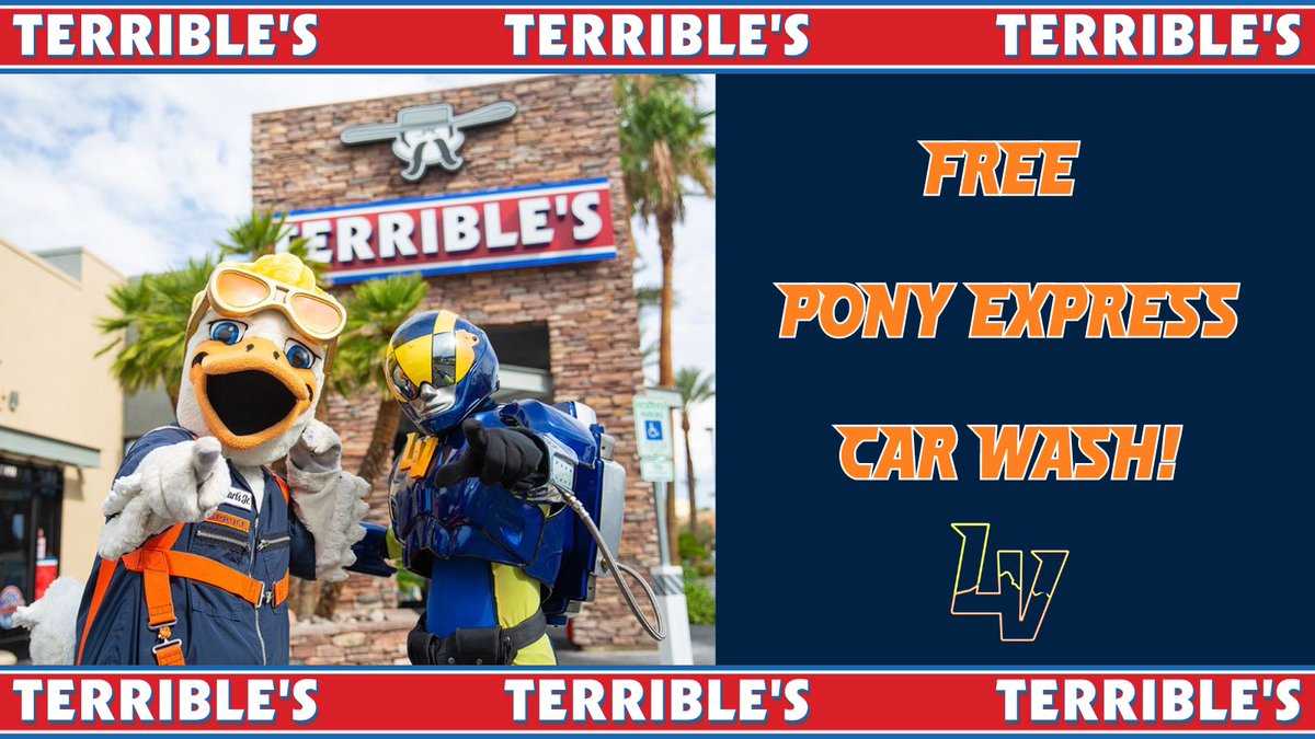 AviatorsLV's tweet image. Because we won today, everyone in attendance gets a free Pony Express car wash from Terrible’s! 🚗✨ 

Use your Las Vegas Ballpark app to redeem. 

Celebrate Dad with a clean ride! 

#Aviators