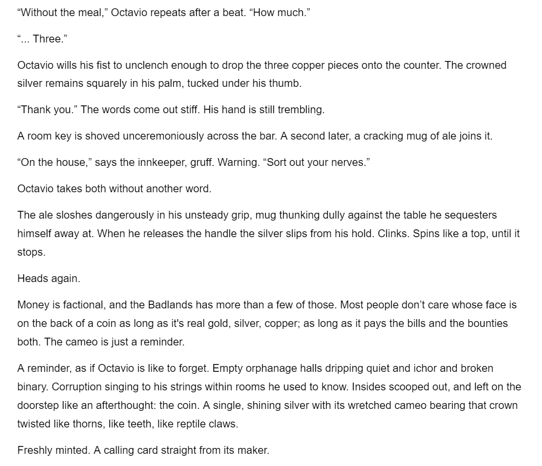 skeletonpal's tweet photo. calling card (minted silver)

---

#ARMISAdventures fic week day 1's prompts are "cashing in" and "before ARMIS" so here i am with some nonsense tavi lore i made up for that. 

also on ao3 under the same title! yippee!! https://t.co/VC6qrKih4s