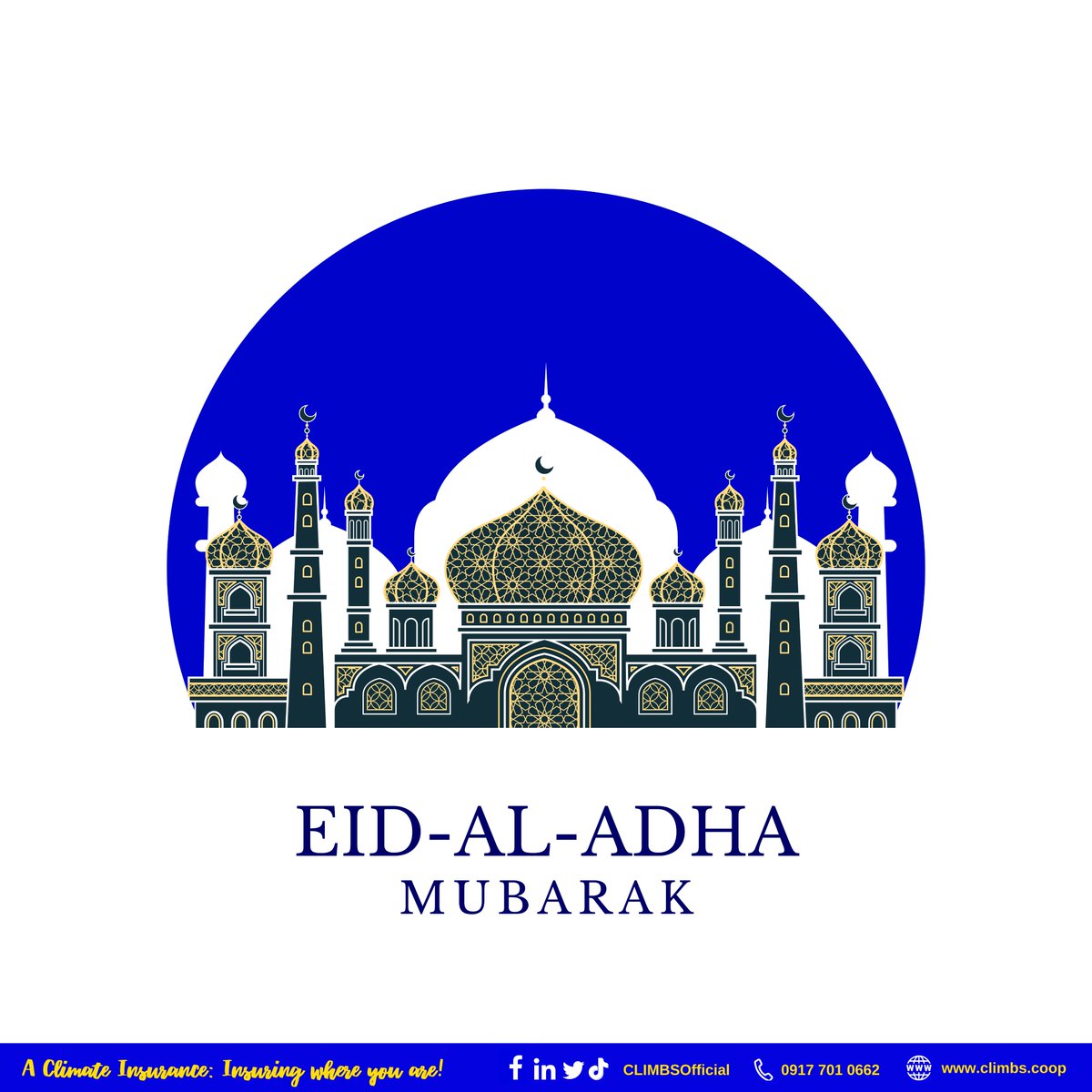 Wishing you a blessed Eid'l Adha! May this special day bring peace, prosperity, and endless happiness to you and your family. Eid Mubarak!
#CLIMBSInsurance
#climateinsurance
#insuringwhereyouare
#eiduladha
#eidmubarak2024