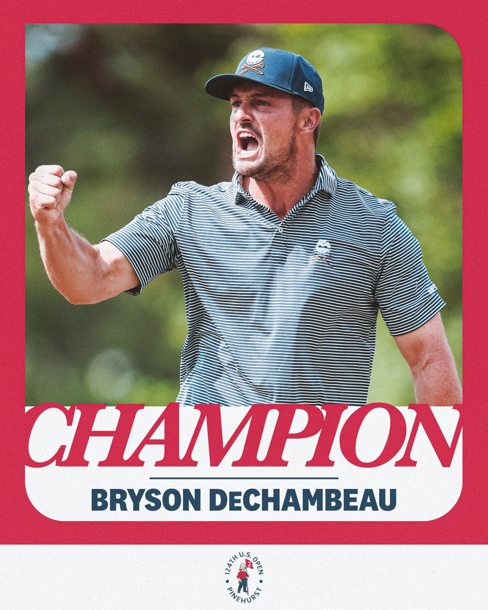usopengolf's tweet image. A CHAMPION AGAIN! 🏆

Bryson DeChambeau wins the 124th U.S. Open.