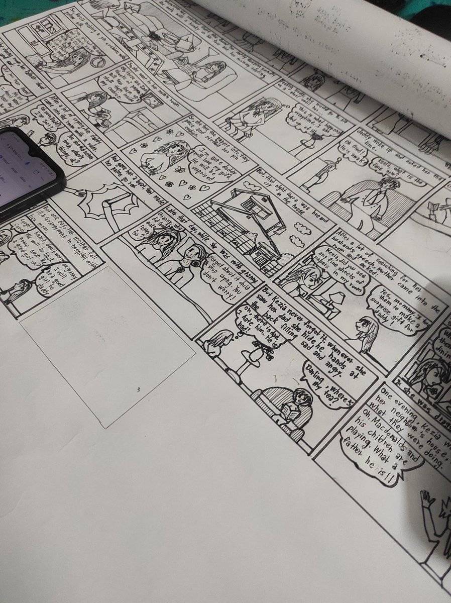 It's 4 AM, I woke up and found my sister working on her comic story.

I am in awe of her dedication. She has been working on this for the last two days. 

From ideation to execution.