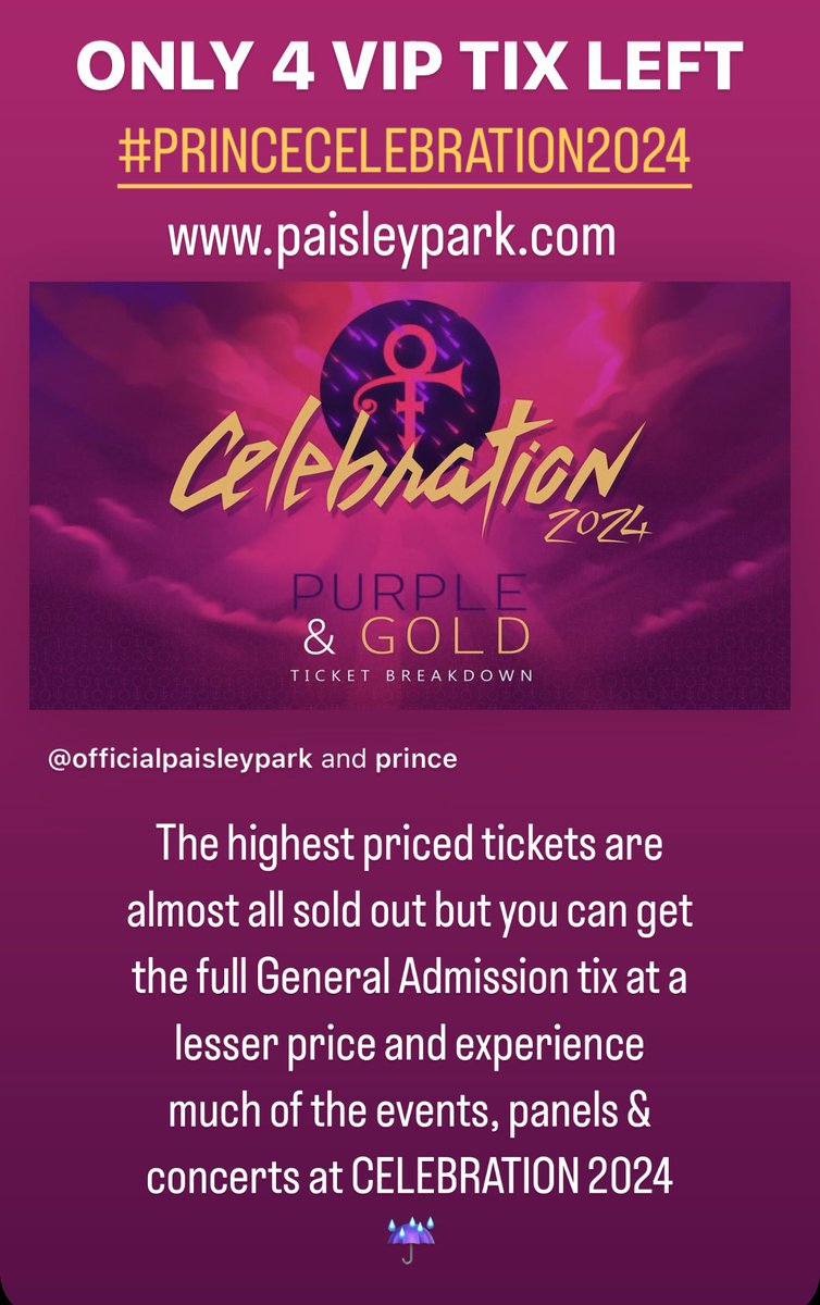 JUST AN FYI… 💜 We doubled the VIP Tix this year and they are almost all sold out