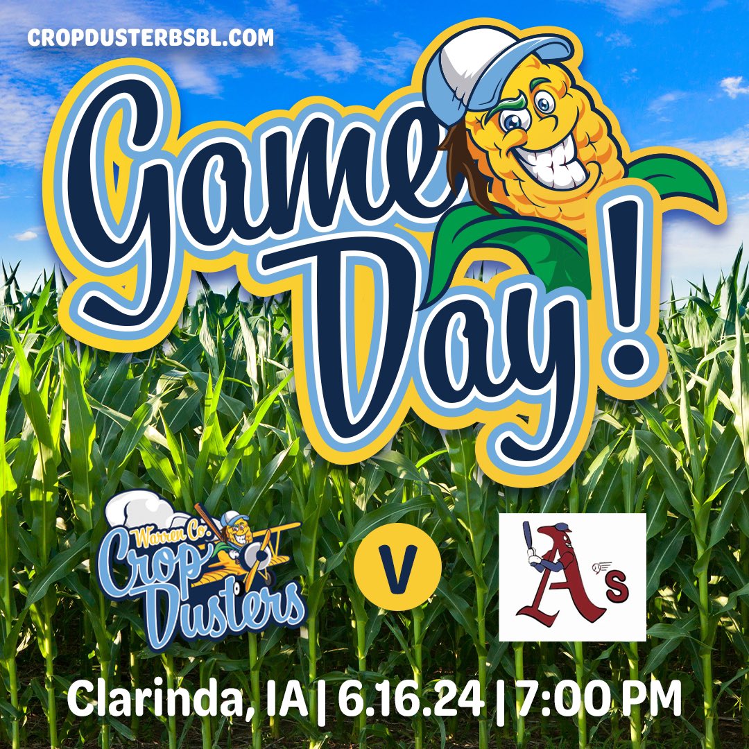 WarrenCoDusters's tweet image. Crop Dusters🌽 head to Clarinda to take on the A’s tonight at 7pm. Starting lineup and subs for the game⬆️. This is the last game of the roadtrip before the Dusters travel back home for a game against the Mustangs #cropdusters #getdusted