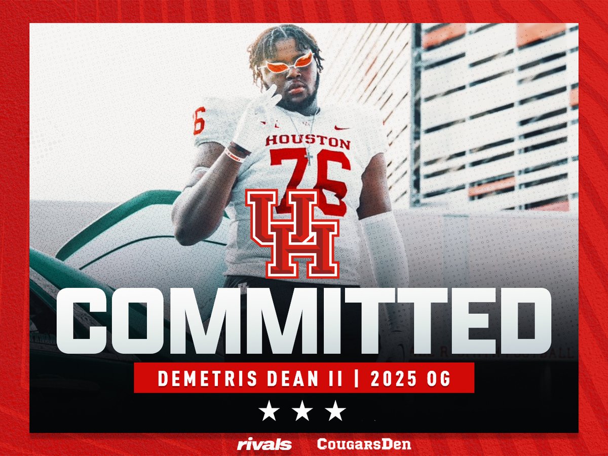 BREAKING: Houston has landed a commitment from Jasper (Texas) three-star OL Demetris Dean!

Dean is the third Houston pledge of the day!

READ: n.rivals.com/news/three-sta…