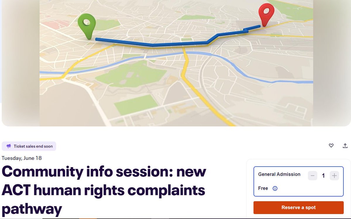 EVENT 18 June! Are u in the Canberra community sector? Tix are still available for free community info session Tuesday 18 June, 12-1pm 👇Join us to learn more about a new pathway for pple to raise human rights complaints to ACT Human Rights Commission?
eventbrite.com/e/community-in…