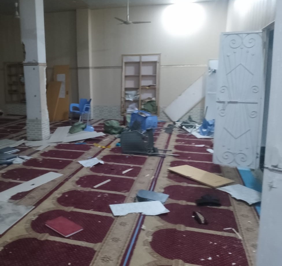 MonaChaudhryy's tweet photo. On Eid, June 17, at 2:45 am, a mob of 150 attacked the Ahmadi place of worship in Kotli, opened fire, destroyed its minarets & arch. Meanwhile, authorities are busy ensuring Ahmadis don't sacrifice animals. 

This is beyond horrific! No wonder we're facing global humiliation every day. This country is inviting the wrath of God.

@CMShehbaz @mohrpakistan