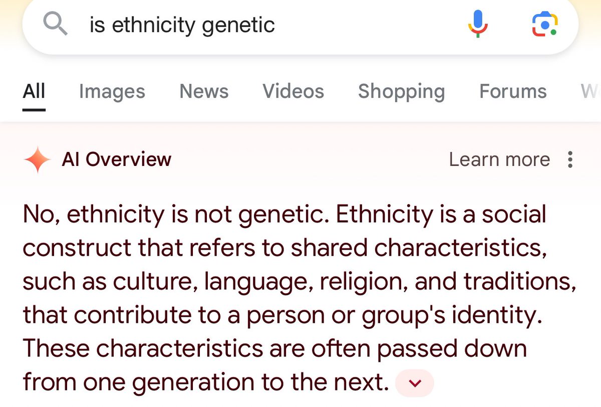 Why do people claim that ethnicity is genetic? Please! Here is just a simple Google search result: Ethnicity is a SOCIAL construct, consensus.👇🏿👇🏿👇🏿