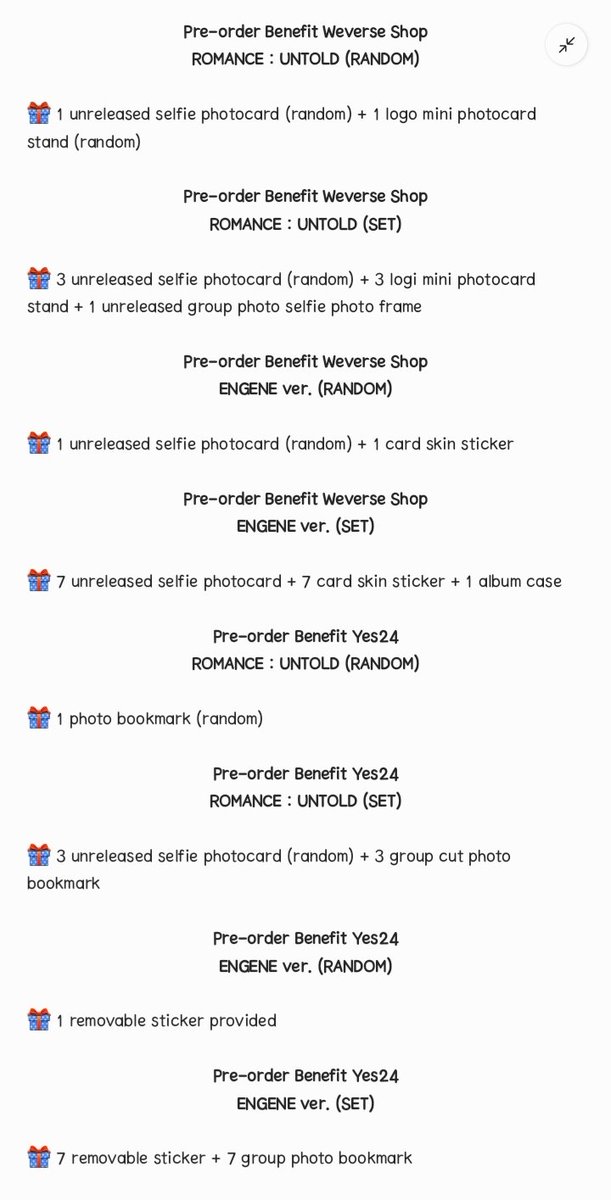 puputwarehouse's tweet photo. [PO] ENHYPEN ALBUM 'ROMANCE : UNTOLD'

Romance Untold
Random 325k dp 250k (est. 400gr)
Set 975k dp 745k (est. 1200gr)

Engene
Random 205k dp 165k (est. 200gr)
Set 1.435k dp 1.100k (est. 1400gr)

Vinyl
635k dp 540k (est. 500gr)

📆 Close PO : 10.07.24 https://t.co/x1tQkK4n38