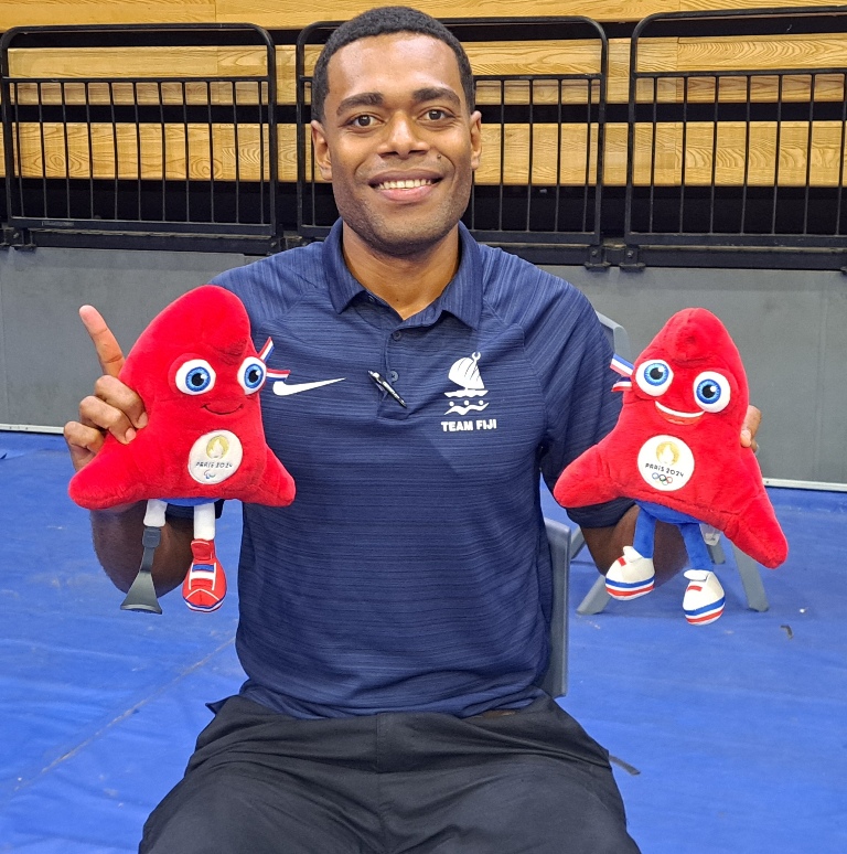 The Olympic mascot, The Phryges showing their support for the Taekwondo athletes participating in the 2024 Korean Ambassadors Cup @Vodafone Arena over the weekend. #thephryges #TeamFiji #InspireFiji #Paris2024