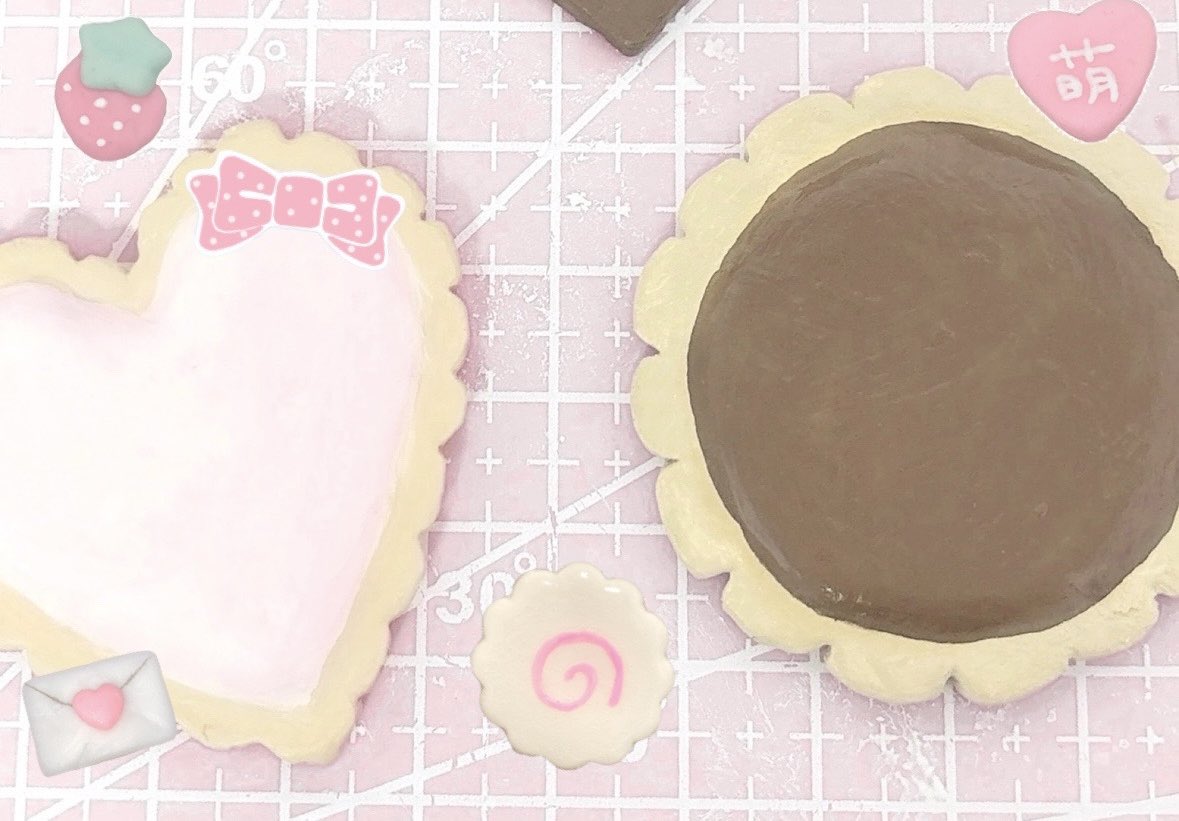 지점토로 만든 쿠키 머리핀( ⸝⸝>⤚<)🍪🍰🥛