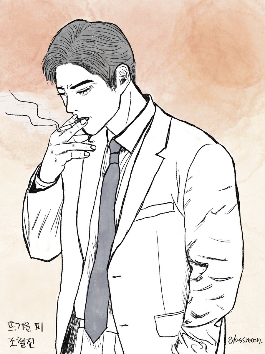 cainjh's tweet image. 휴일이라 그림 한컷 그립니다, 
지배우 필모 중 인상깊었던 작품, 뜨거운 피의 조철진을 그려봤어요.
(담배문 모습이 섹시했다고밖에 말할수 없다, 아조씨 어떤 담배 피실까, ) 

#프로크리에이트 #트레이싱 #지승현 #뜨거운피