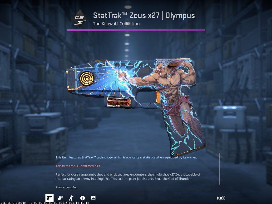 DaddyskinsCSGO's tweet photo. StatTrack Zeus | Olympus  ($50)🌩️

Retweet &amp; Follow us, that's it!

Winner in a few days🤫⏳ #CS2 https://t.co/4Iz7Gl8PjY